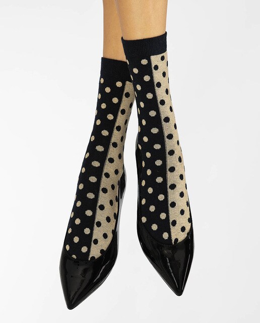 Meias curtas de mulher Pierre Mantoux azuis às bolinhas