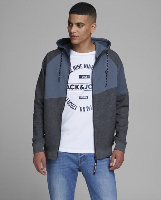 Chaqueta deportiva de hombre azul con capucha Chaqueta deportiva de hombre azul con capucha
