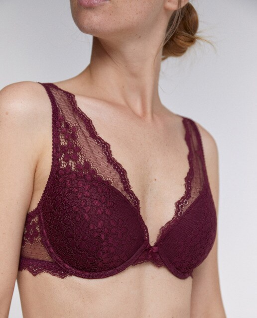 Bralette de renda grená Bralette de renda grená