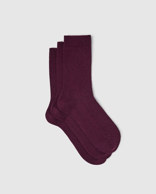 Pack de meias de mulher Cosy Wool grená