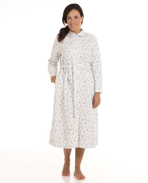 Robe comprido azul de mulher com estampado floral Robe comprido azul de mulher com estampado floral