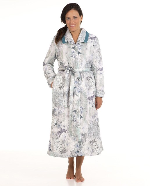 Robe comprido verde estampado de mulher Robe comprido verde estampado de mulher