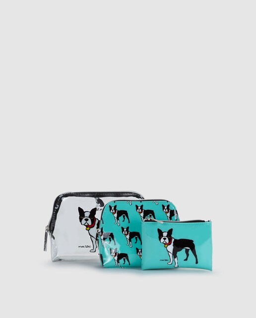 Conjunto de estojos Marc Tetro azul turquesa com estampado de Boston Terrier