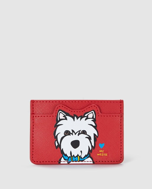 Porta-cartões de mulher Marc Tetro vermelho com Westie Porta-cartões de mulher Marc Tetro vermelho com Westie