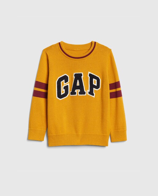 Camisola de malha de menino Gap mostarda com intársia