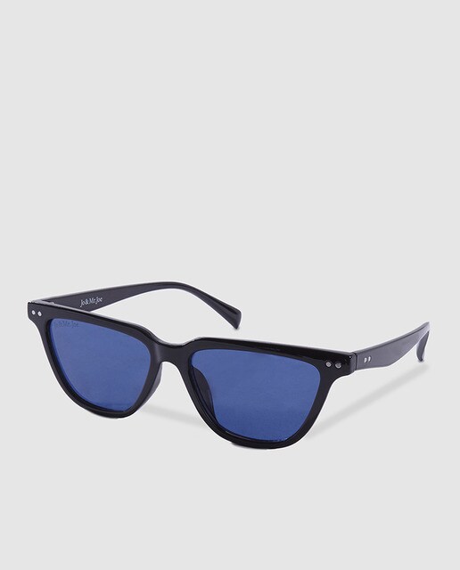 Óculos de sol de mulher Jo & Mr. Joe cat eye pretos com pormenores à frente Óculos de sol de mulher Jo & Mr. Joe cat eye pretos com pormenores à frente