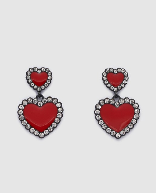 Brincos El Corte Inglés de coração vermelhos
