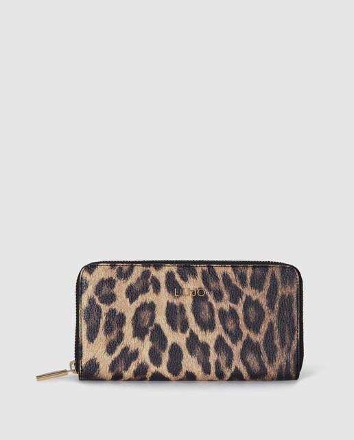 Carteira grande de mulher Liu Jo com animal print e fecho de correr Carteira grande de mulher Liu Jo com animal print e fecho de correr