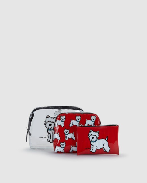 Conjunto de estojos Marc Tetro vermelhos com estampado Westie
