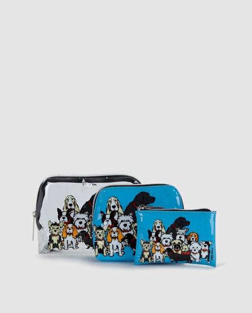 Conjunto de estojos Marc Tetro azuis com estampado de cães
