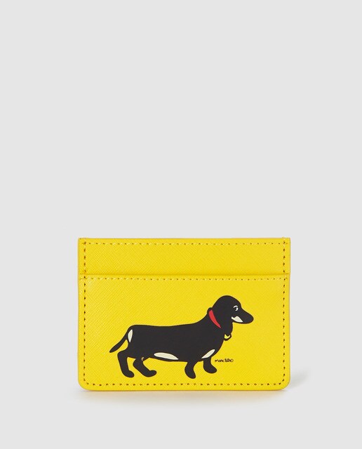 Porta-cartões de mulher Marc Tetro amarelo com Dachshund Porta-cartões de mulher Marc Tetro amarelo com Dachshund