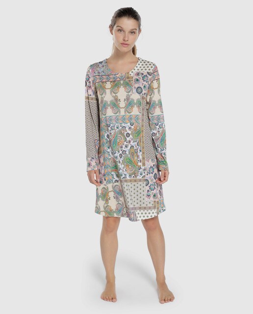 Camisa de dormir Piazza Portello com estampado paisley