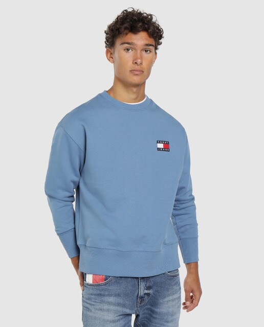 Sudadera de hombre azul con cuello redondo Sudadera de hombre azul con cuello redondo