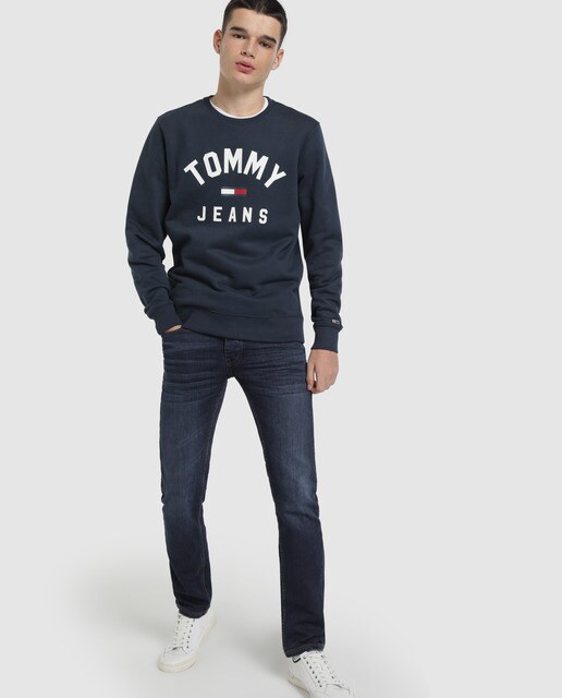 Sudadera de hombre azul marino con cuello redondo Sudadera de hombre azul marino con cuello redondo