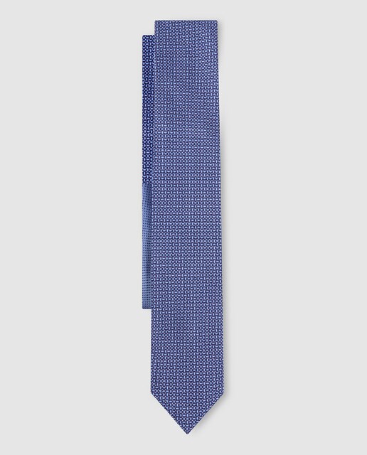 Corbata con microestampado de hombre azul Corbata con microestampado de hombre azul