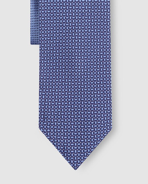 Corbata con microestampado de hombre azul Corbata con microestampado de hombre azul