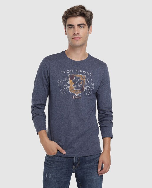 Camiseta de hombre azul marino de manga larga Camiseta de hombre azul marino de manga larga
