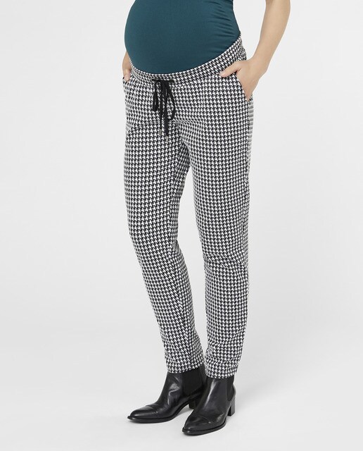 Calças regular de pré-mamã com pata de galo Calças regular de pré-mamã com pata de galo