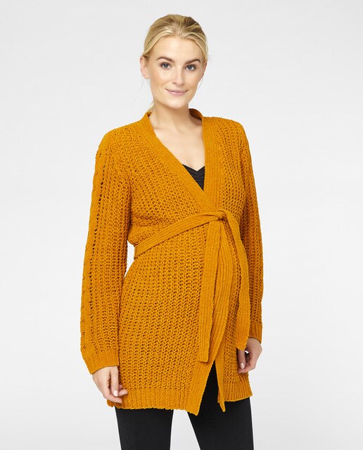 Casaco de malha de pré-mamã cor de mostarda Casaco de malha de pré-mamã cor de mostarda