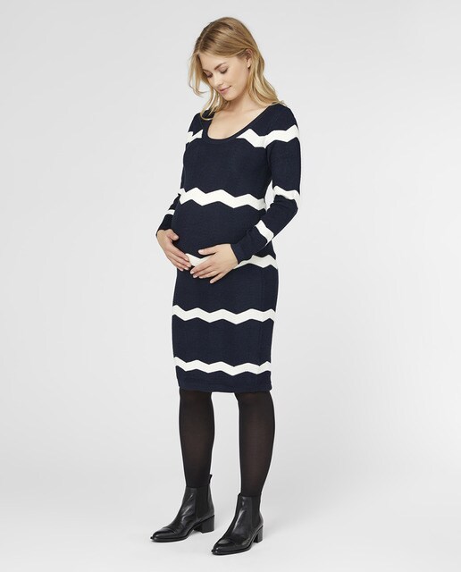 Vestido de malha de pré-mamã às riscas Vestido de malha de pré-mamã às riscas