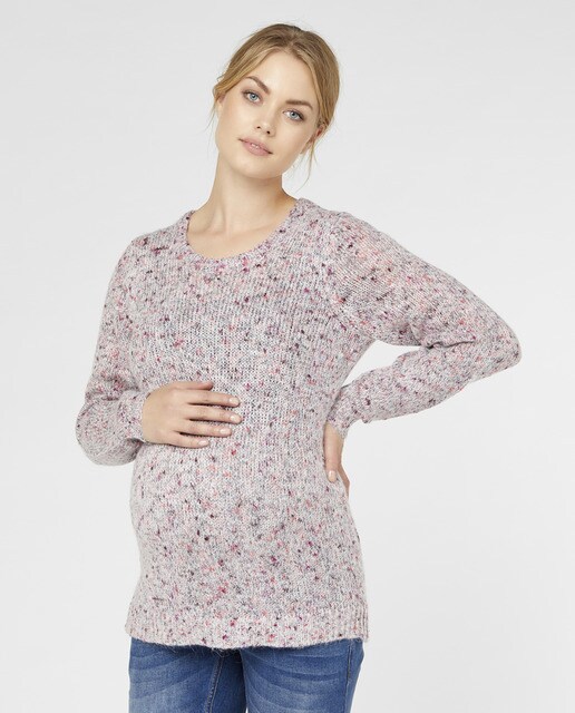 Camisola de malha mesclada de pré-mamã com manga comprida Camisola de malha mesclada de pré-mamã com manga comprida