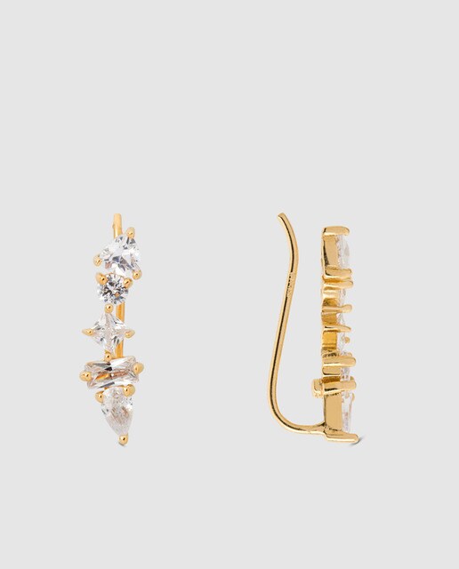 Brincos ear cuff El Corte Inglés de prata e zircónias