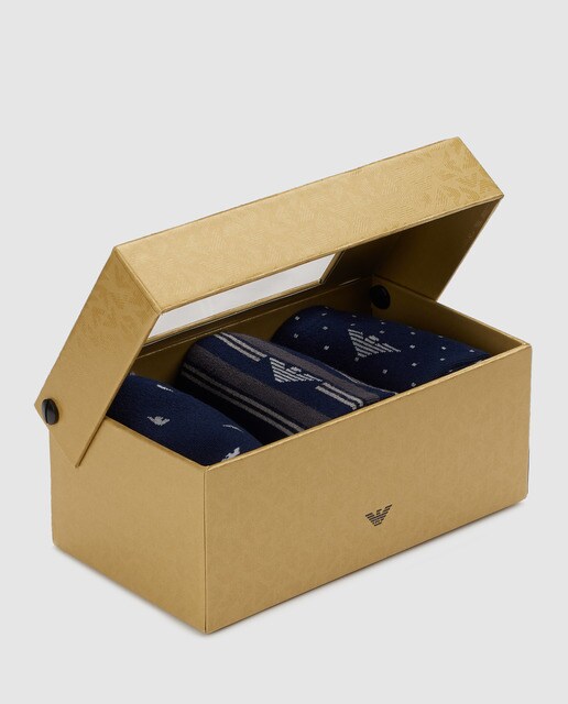 Estojo de Natal de meias curtas azuis de homem