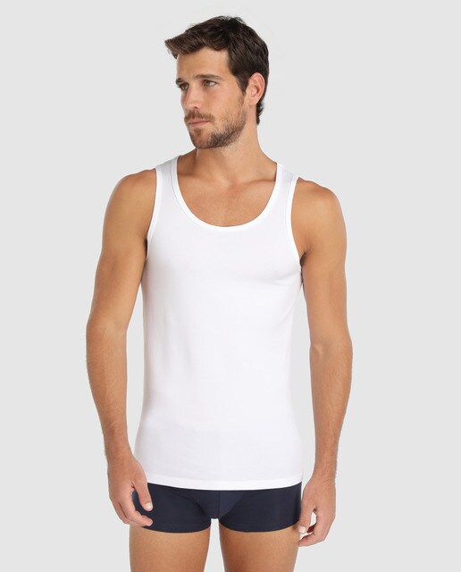 Pack de duas camisolas interiores de algodão orgânico brancas de homem