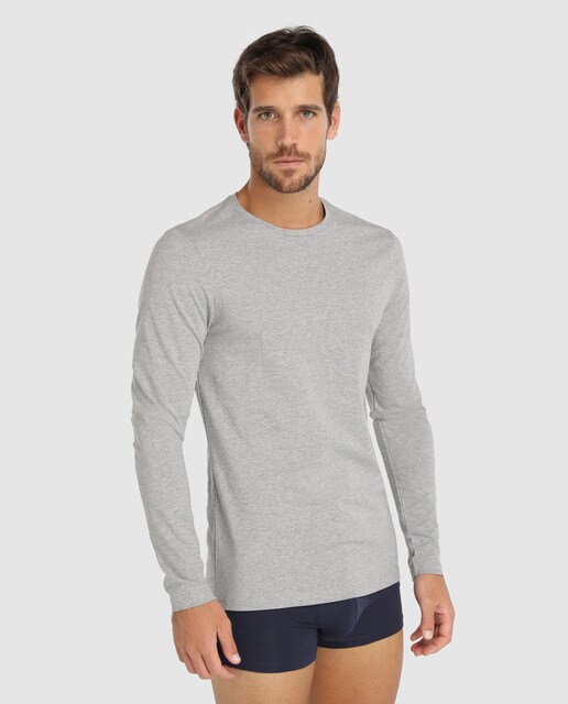 Camisola interior cinzenta de homem com manga comprida