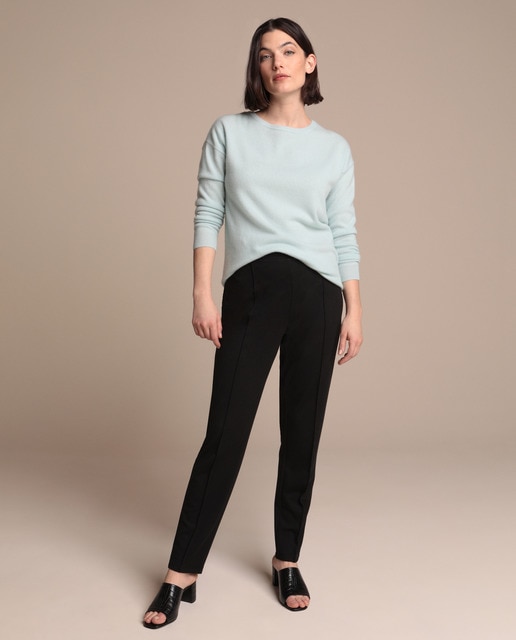 Calças lisas de malha roma de mulher