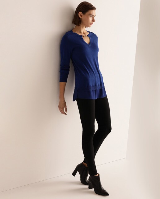 Calças skinny de mulher com cintura elástica Calças skinny de mulher com cintura elástica