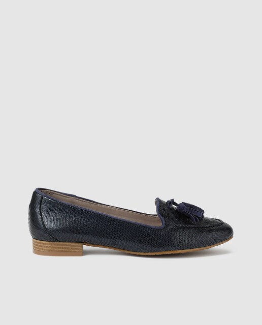 Mocassins em pele azul-marinho