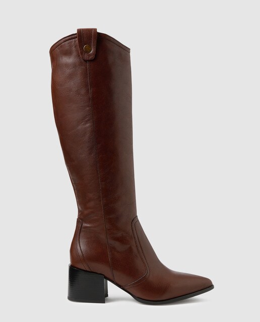 Botas de mulher Zendra Basic de pele castanho