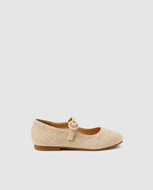 Sapatos de presilha de ráfia bege