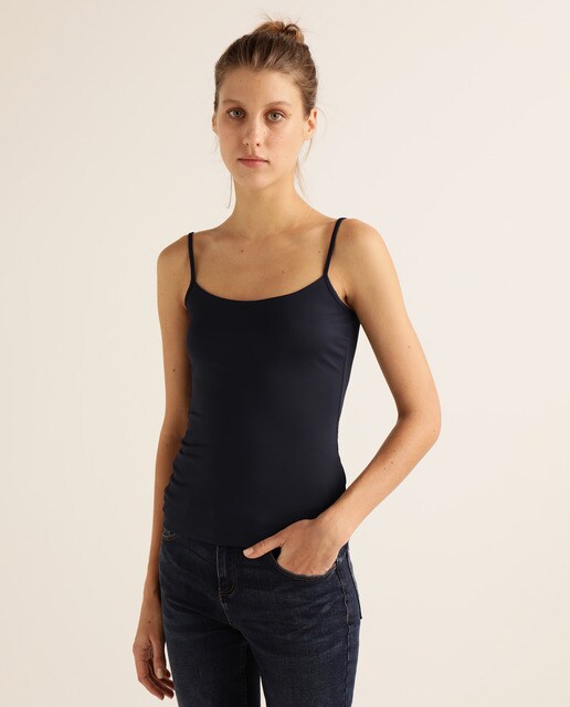 T-shirt básica de mulher com alças