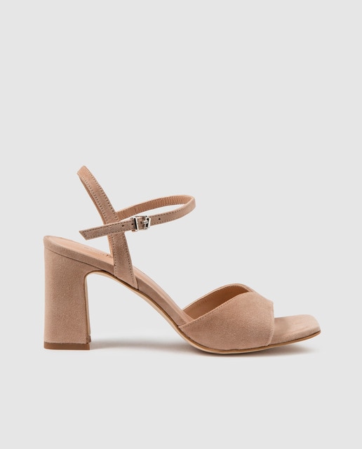 Sandálias de tacão em pele cru