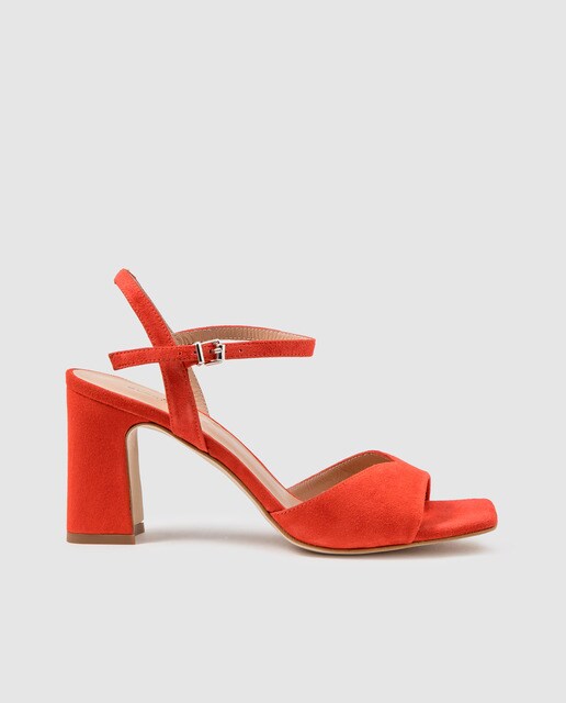 Sandálias de tacão de mulher Gloria Ortiz de pele em vermelho