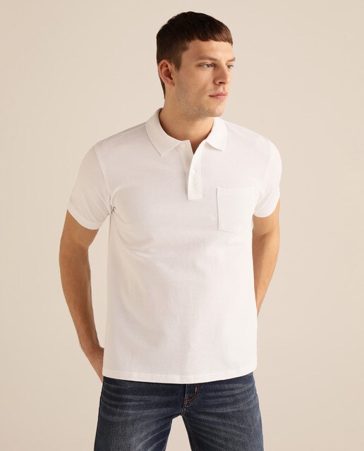 Polo de homem Dustin branco de manga curta