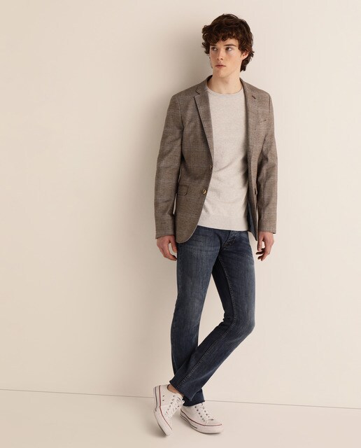 Blazer regular castanho de homem Blazer regular castanho de homem