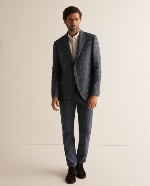 Blazer regular azul de homem Blazer regular azul de homem