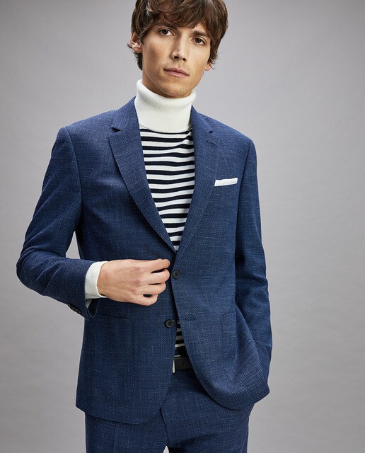 Blazer regular azul de homem Blazer regular azul de homem