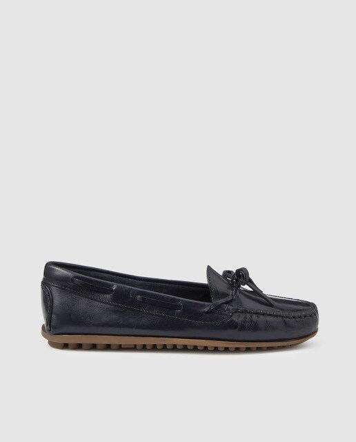 Mocassins em pele azul-marinho