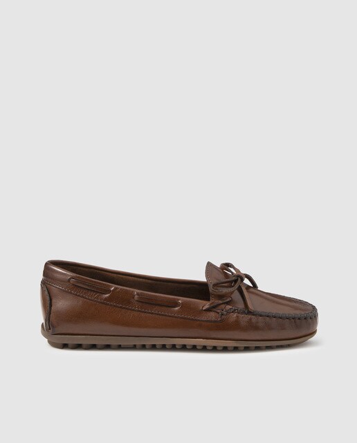 Mocassins de mulher Castellano de pele castanhos