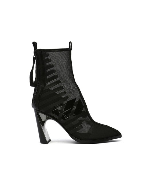 Botins de malha pretos com fecho de correr preto