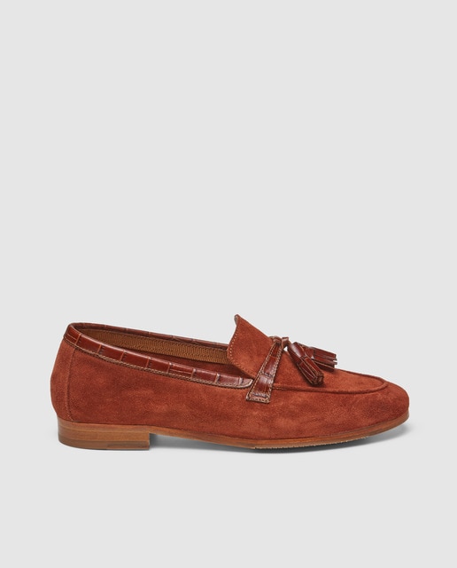 Mocassins em pele laranja