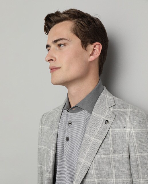 Blazer da colecção Black slim aos quadrados cinzento Blazer da colecção Black slim aos quadrados cinzento