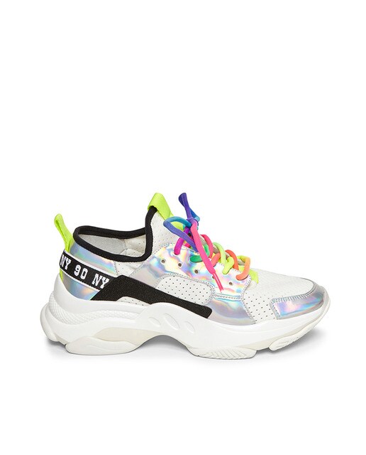 Sapatilhas desportivas roxas com atacadores multicolor