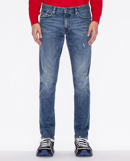 Calças de ganga de homem skinny azul