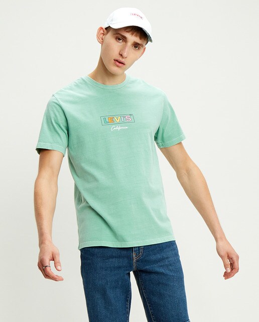 T-shirt verde-claro de homem com manga curta