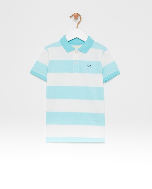 blue striped polo